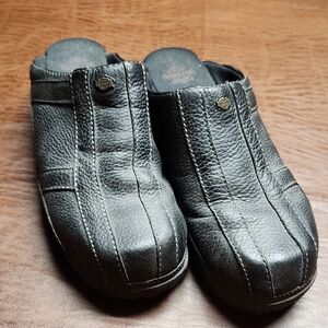 Harley Davidson Women's Black Leather Slip-On Clogs Size 10